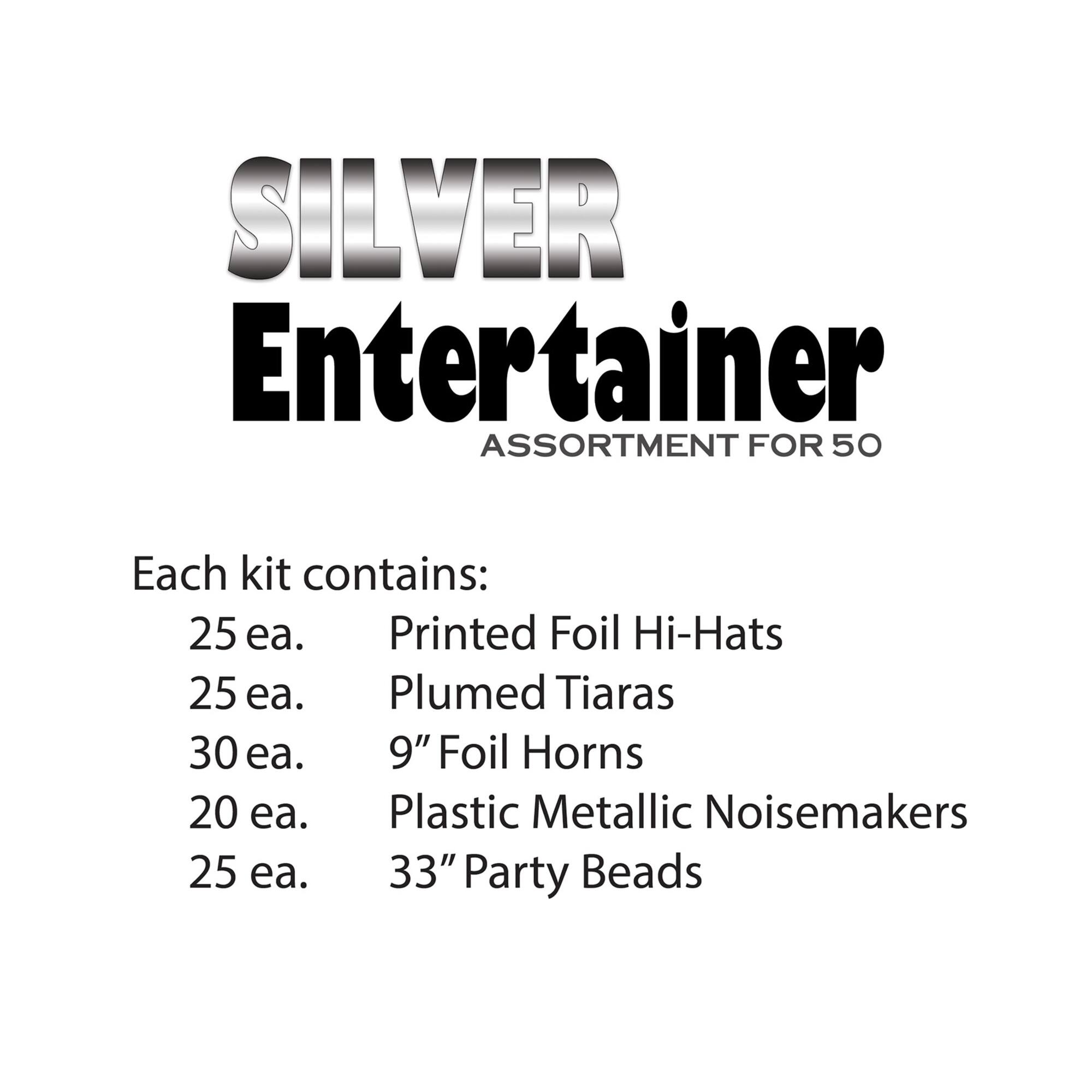 Beistle Black & Silver New Year Entertainer Party Favor Kit for 50